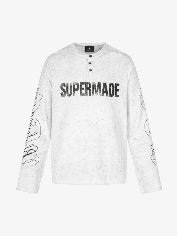 Letter Graphic Henley Long Sleeve Vintage Wash Tee made by Thesupermade