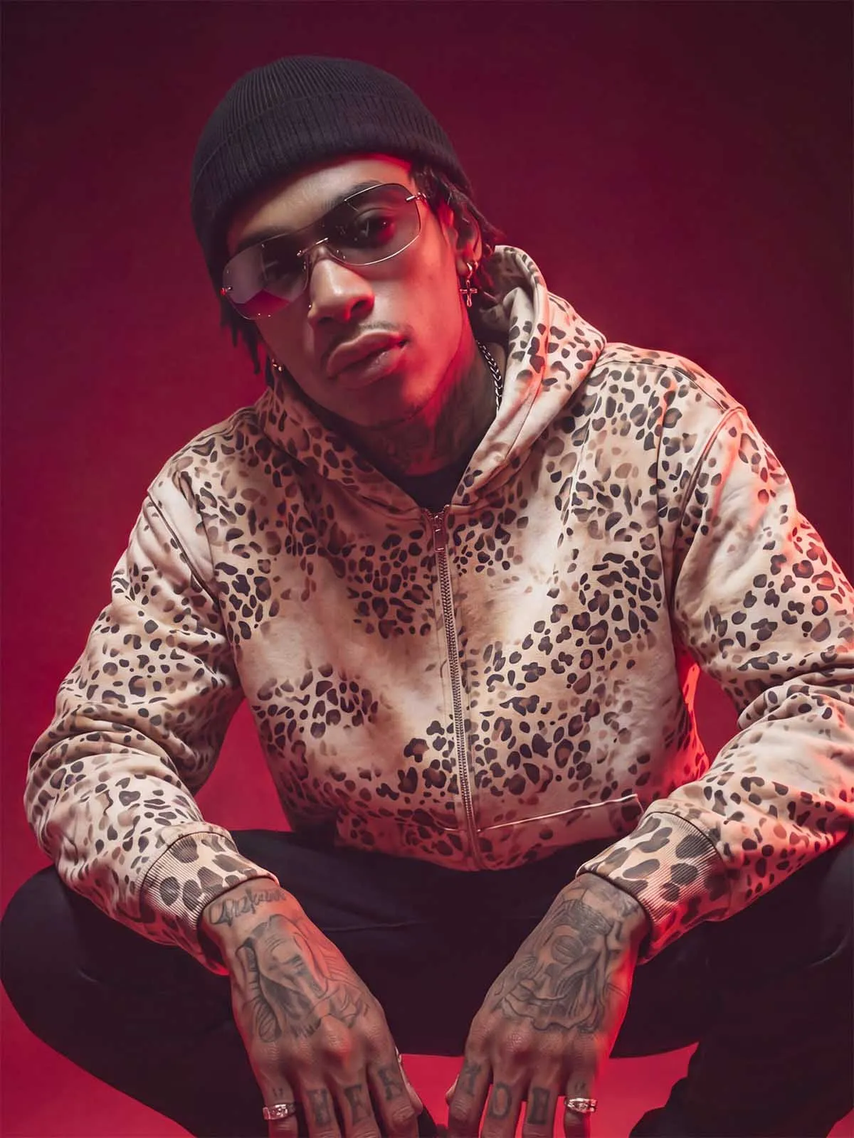 Gradient Leopard Distressed Zip Hoodie sold by Thesupermade product image thumbnail 3