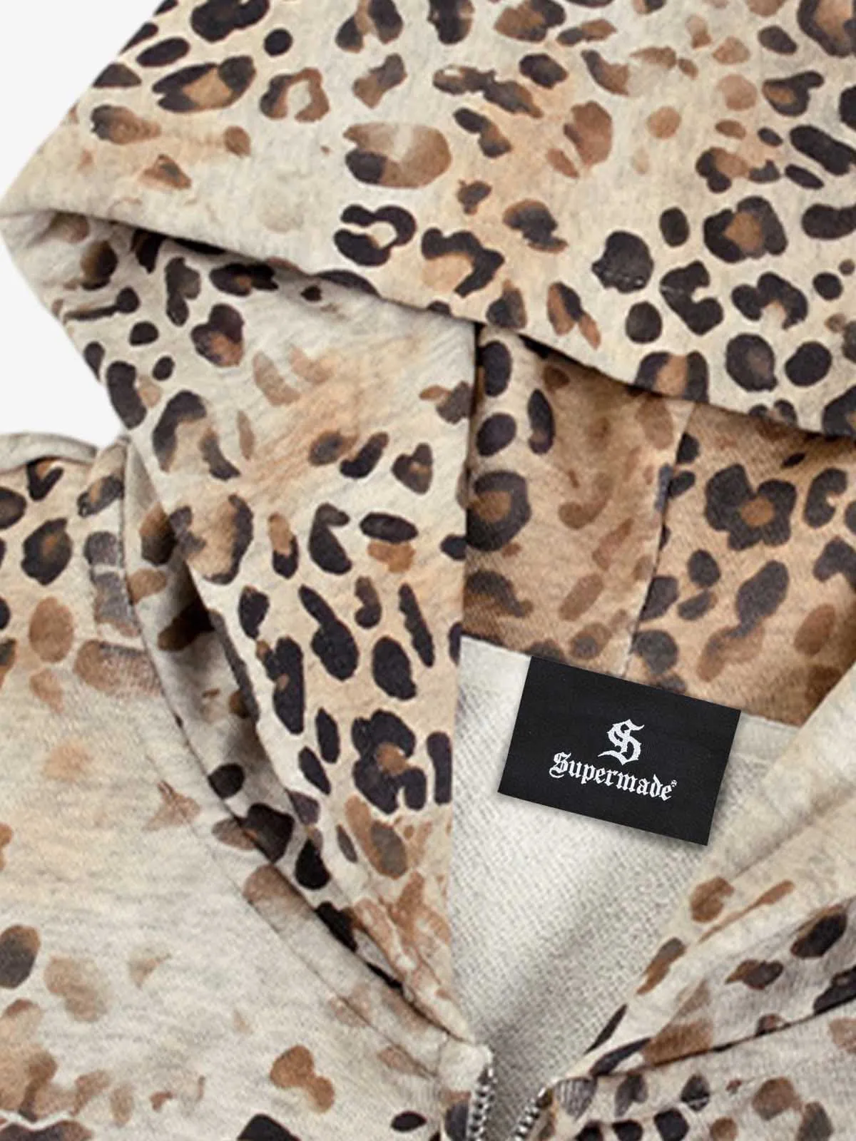 Gradient Leopard Distressed Zip Hoodie sold by Thesupermade product image thumbnail 5