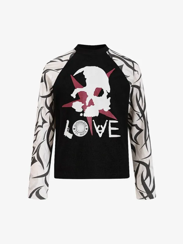 Waffle Skull Thorn Graphic Long Sleeve Tee made by Thesupermade