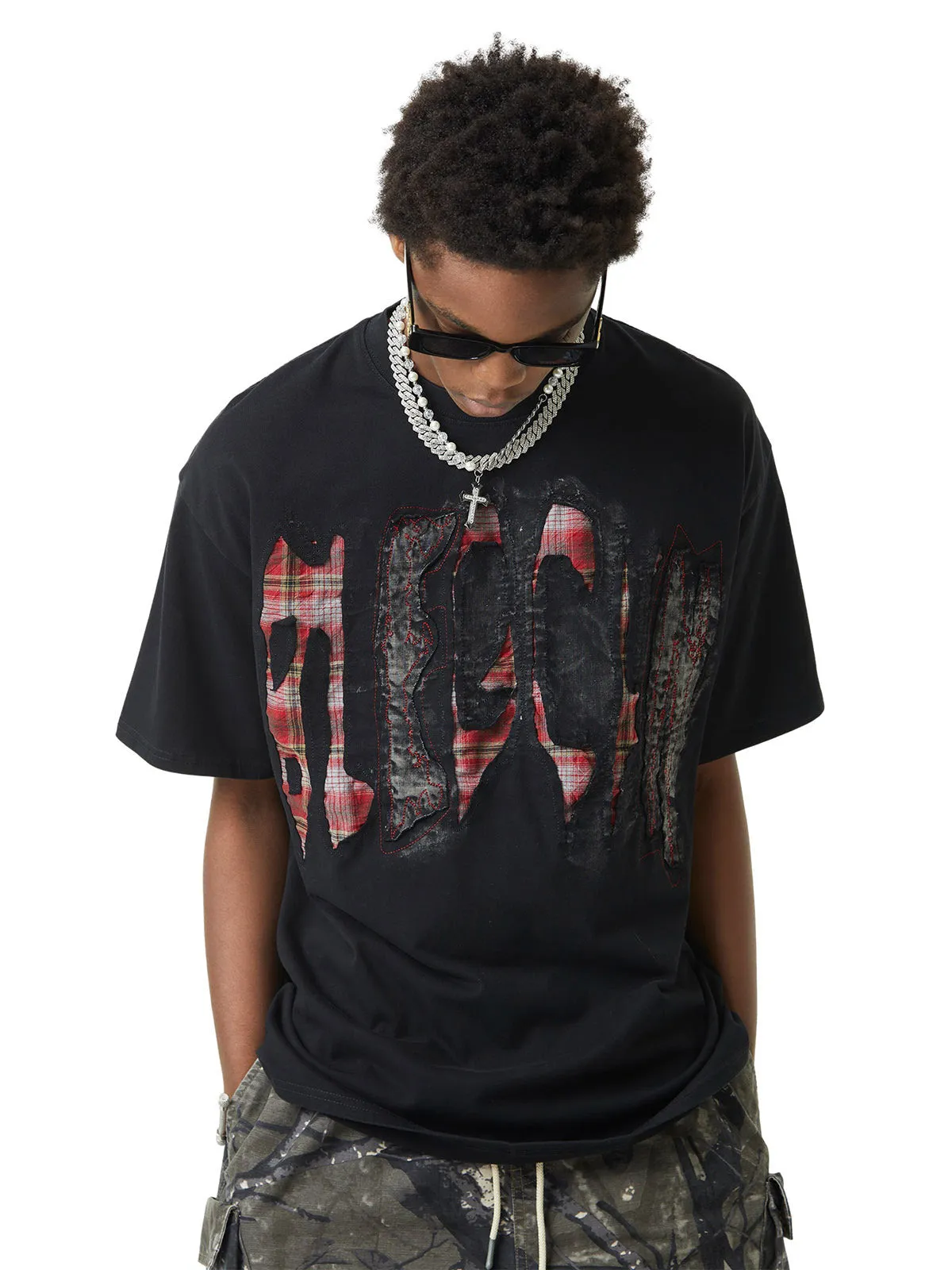 Thesupermade Street Contrast Color Embroidered T-shirt sold by Thesupermade product image thumbnail 4