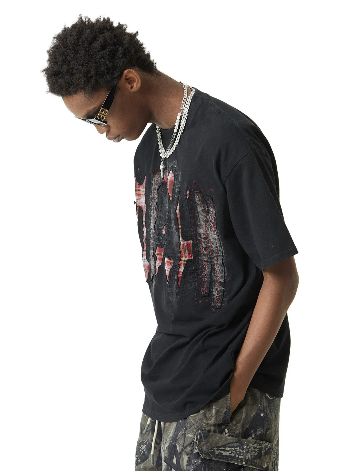 Thesupermade Street Contrast Color Embroidered T-shirt sold by Thesupermade product image thumbnail 5