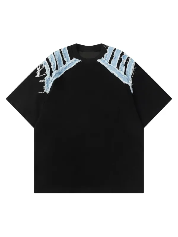 Thesupermade Niche Design Patchwork Short-sleeved T-shirt sold by Thesupermade