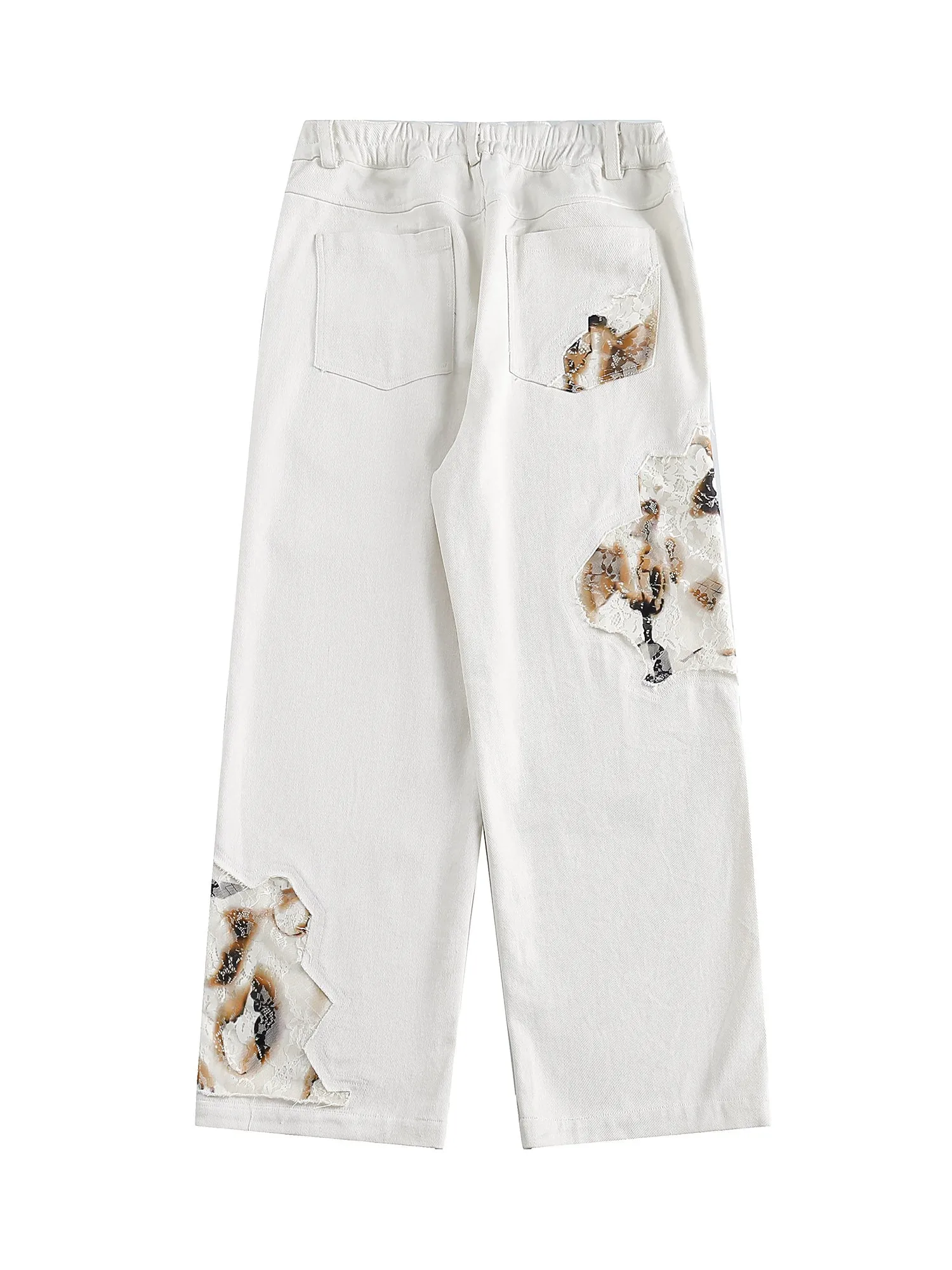 Thesupermade American Retro Lace Patchwork Jeans sold by Thesupermade product image thumbnail 2