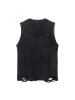 ThesupermadeVintage Metallic Phantom Letter Distressed Washed Vest - 2060 sold by Thesupermade