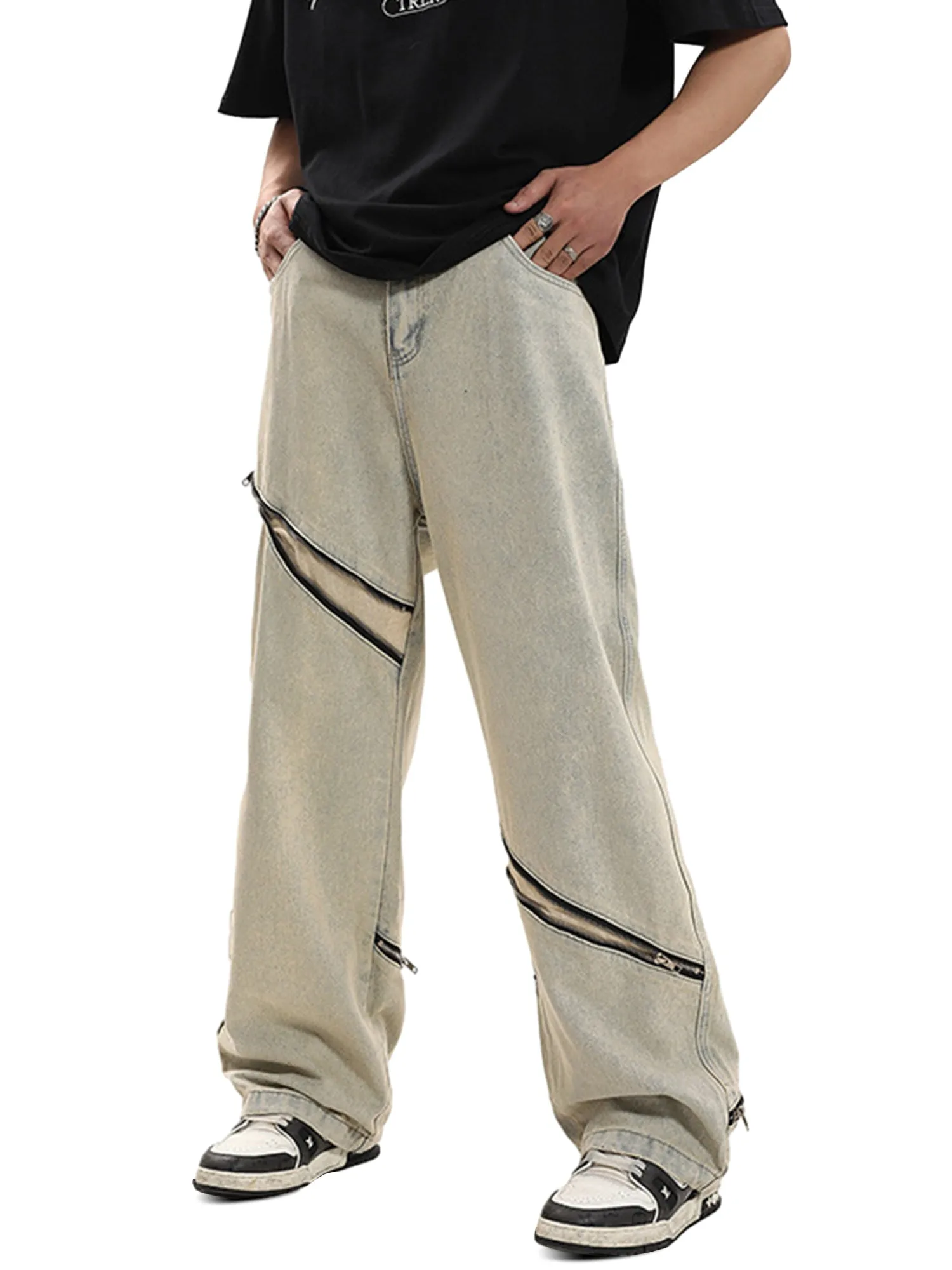 High Street Zipper Design Washed Jeans sold by Thesupermade product image thumbnail 2