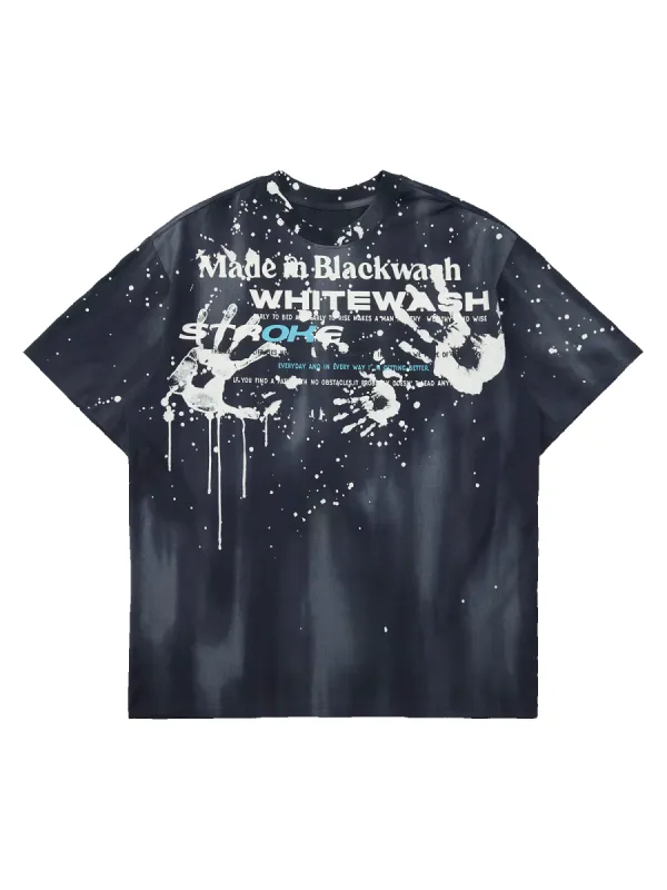 Thesupermade Retro Washed Ink Graffiti Street Rap T-Shirt sold by Thesupermade