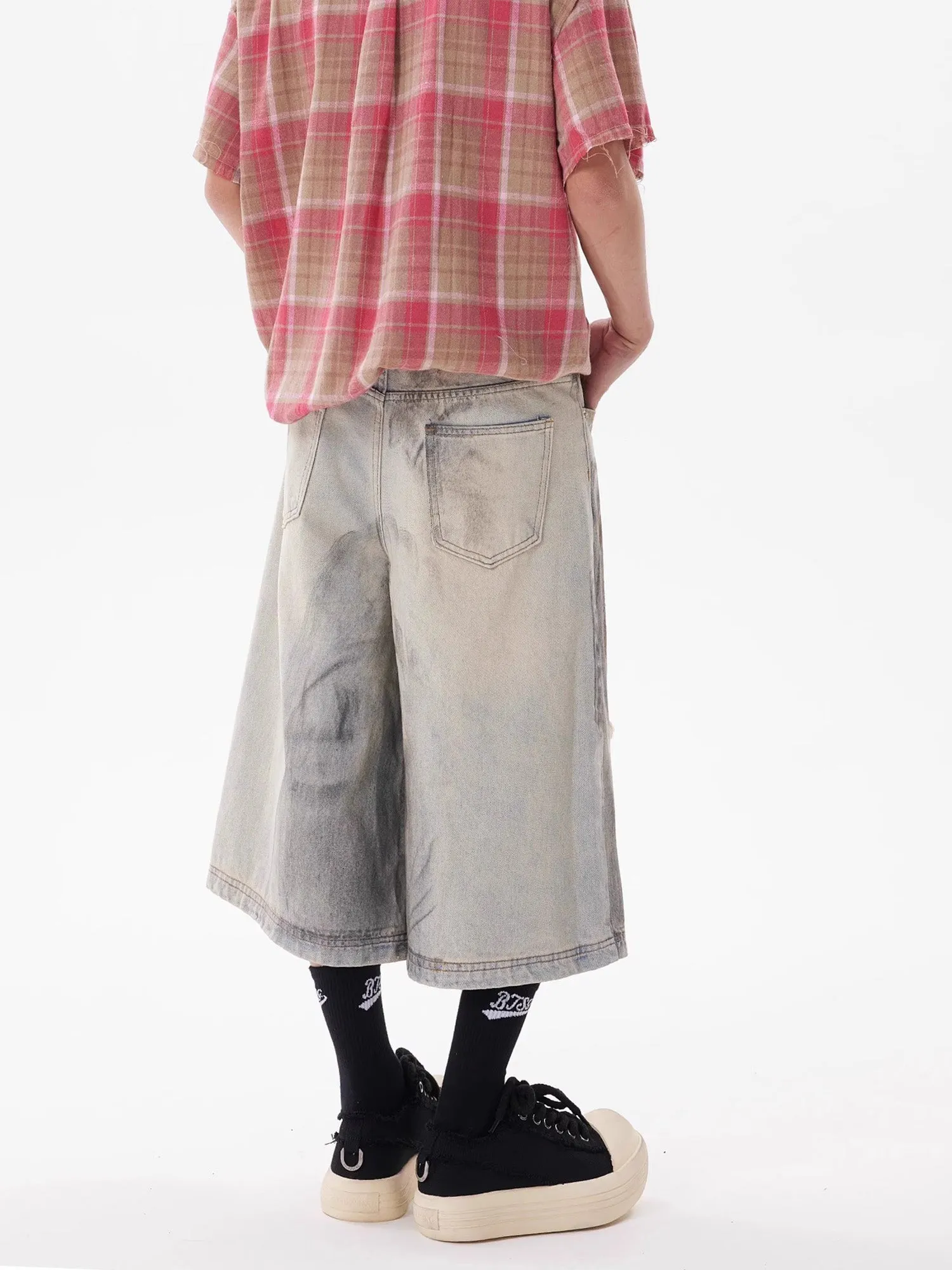 Thesupermade Punk High Street Dirty Ripped Denim Jorts sold by Thesupermade product image thumbnail 4