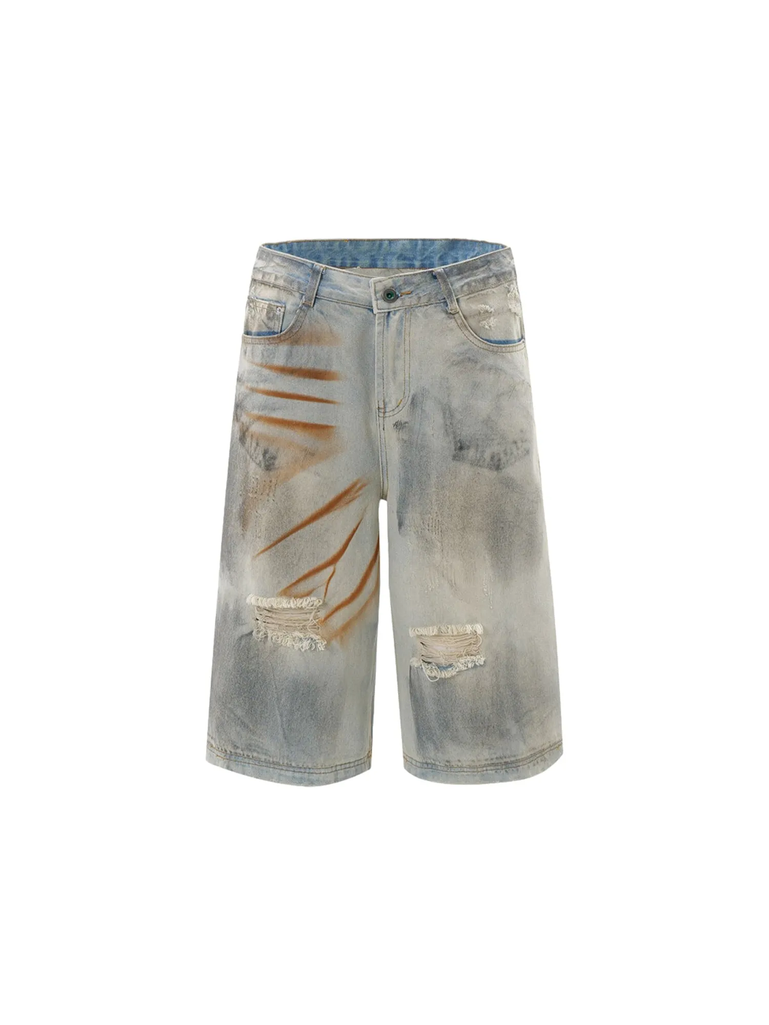 Thesupermade Punk High Street Dirty Ripped Denim Jorts sold by Thesupermade