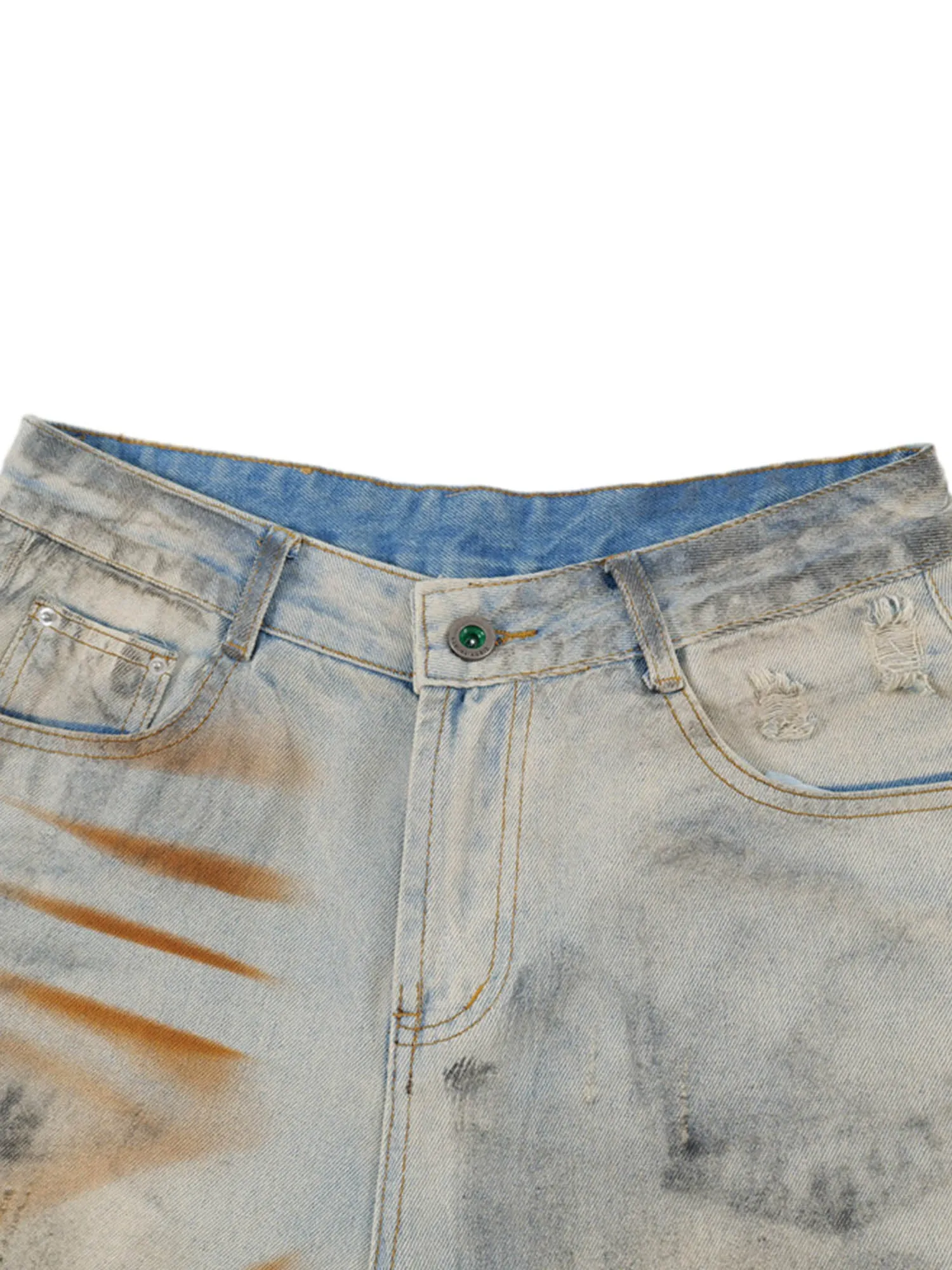Thesupermade Punk High Street Dirty Ripped Denim Jorts sold by Thesupermade product image thumbnail 5