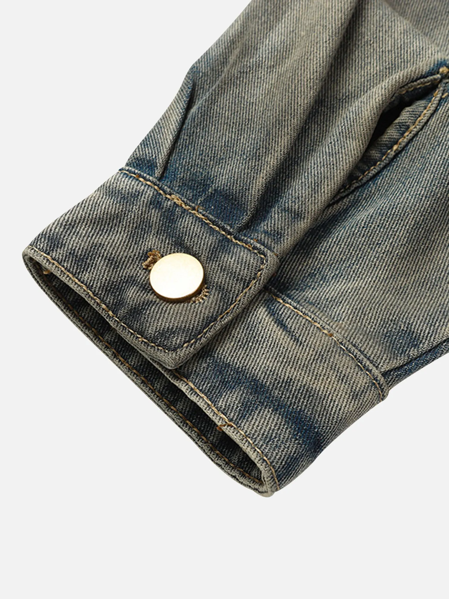 Thesupermade American Street Fashion Heavy Industry Washed Denim Jacket sold by Thesupermade product image thumbnail 4