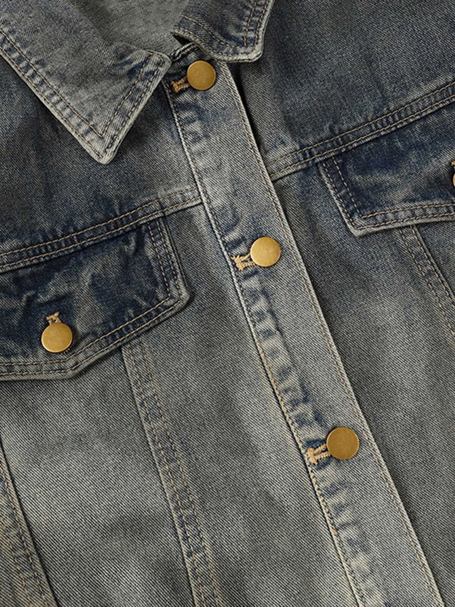 Thesupermade American Street Fashion Heavy Industry Washed Denim Jacket sold by Thesupermade product image thumbnail 3