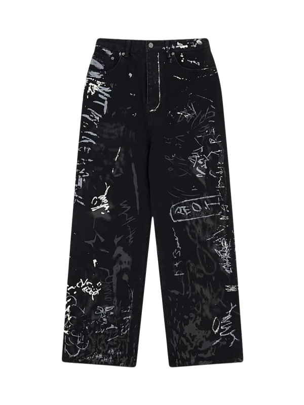 Thesupermade American Graffiti Letter Print Jeans - 1914 sold by Thesupermade