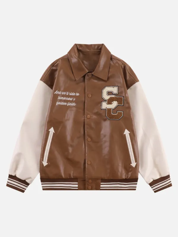 Thesupermade Loose PU Leather Jacket - 1888 sold by Thesupermade