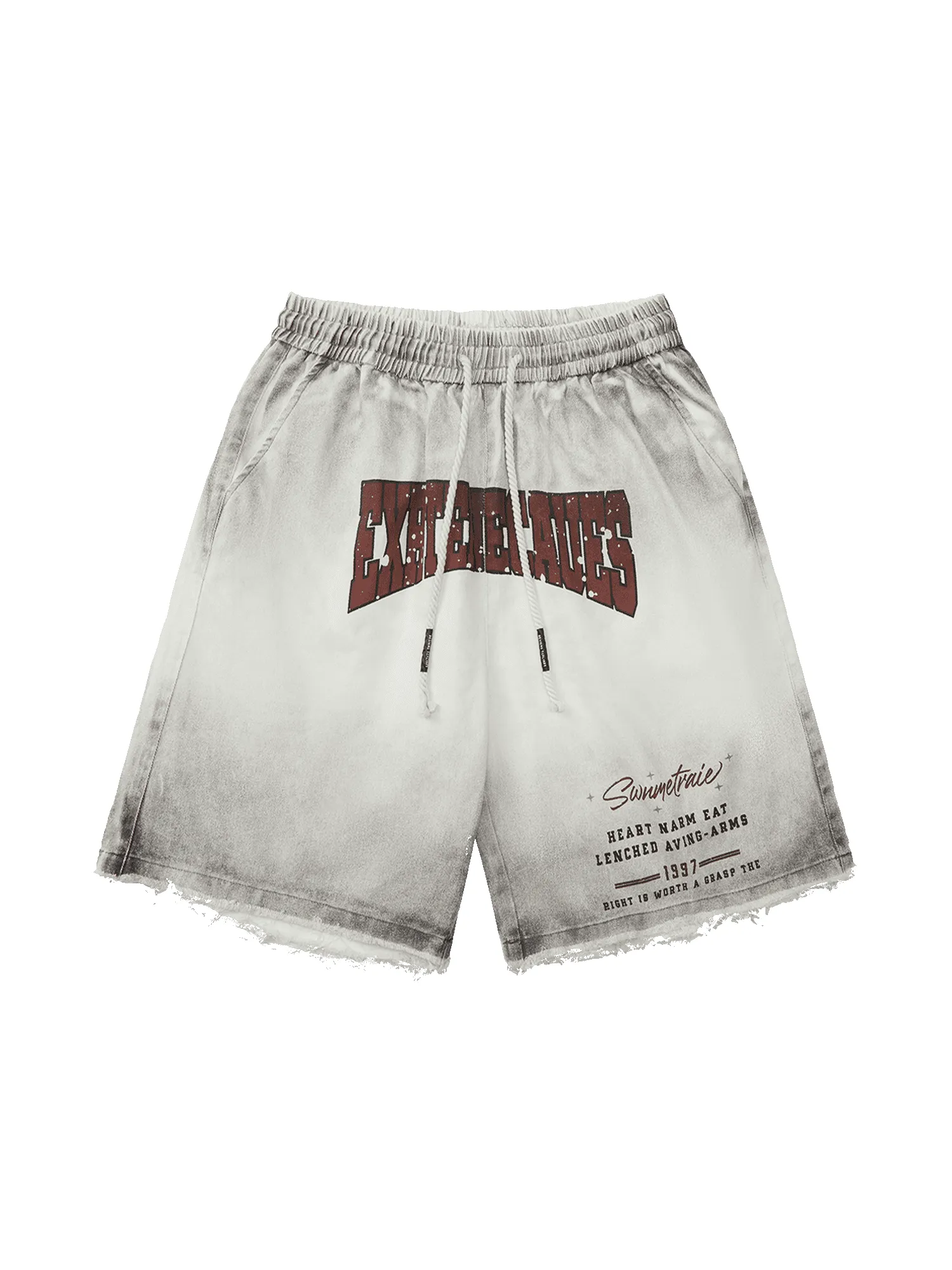 Thesupermade American Retro Spray Paint Distressed Letter Print Shorts sold by Thesupermade