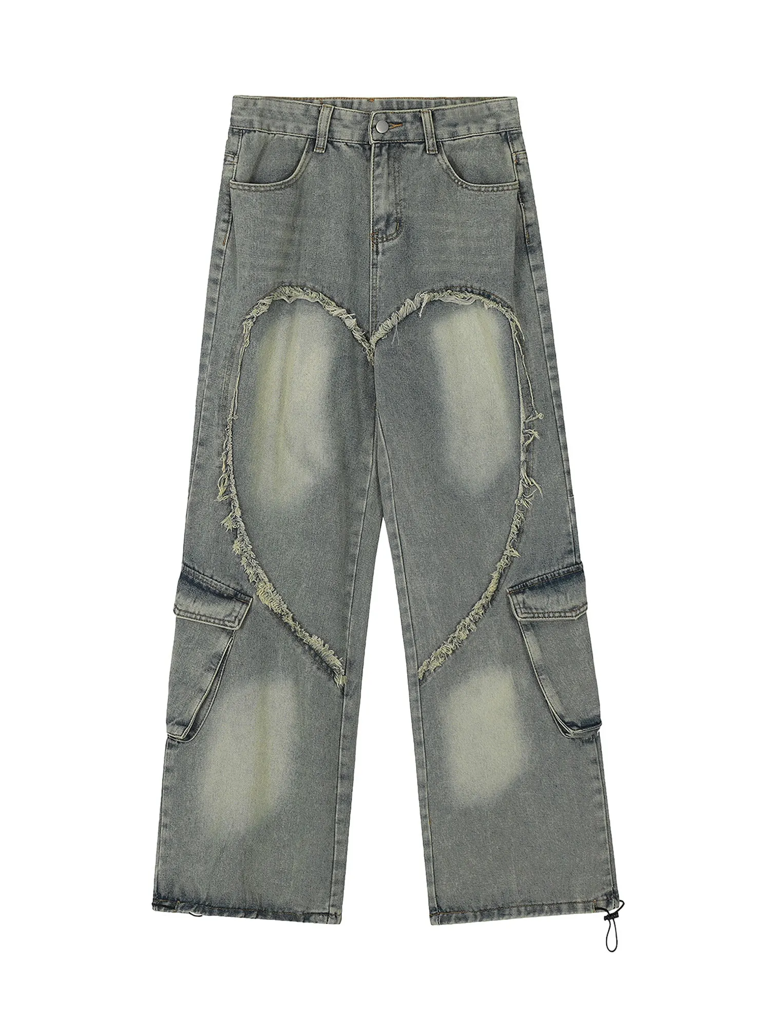 Thesupermade American Style Washed Distressed Heart Fur Jeans sold by Thesupermade product image thumbnail 3