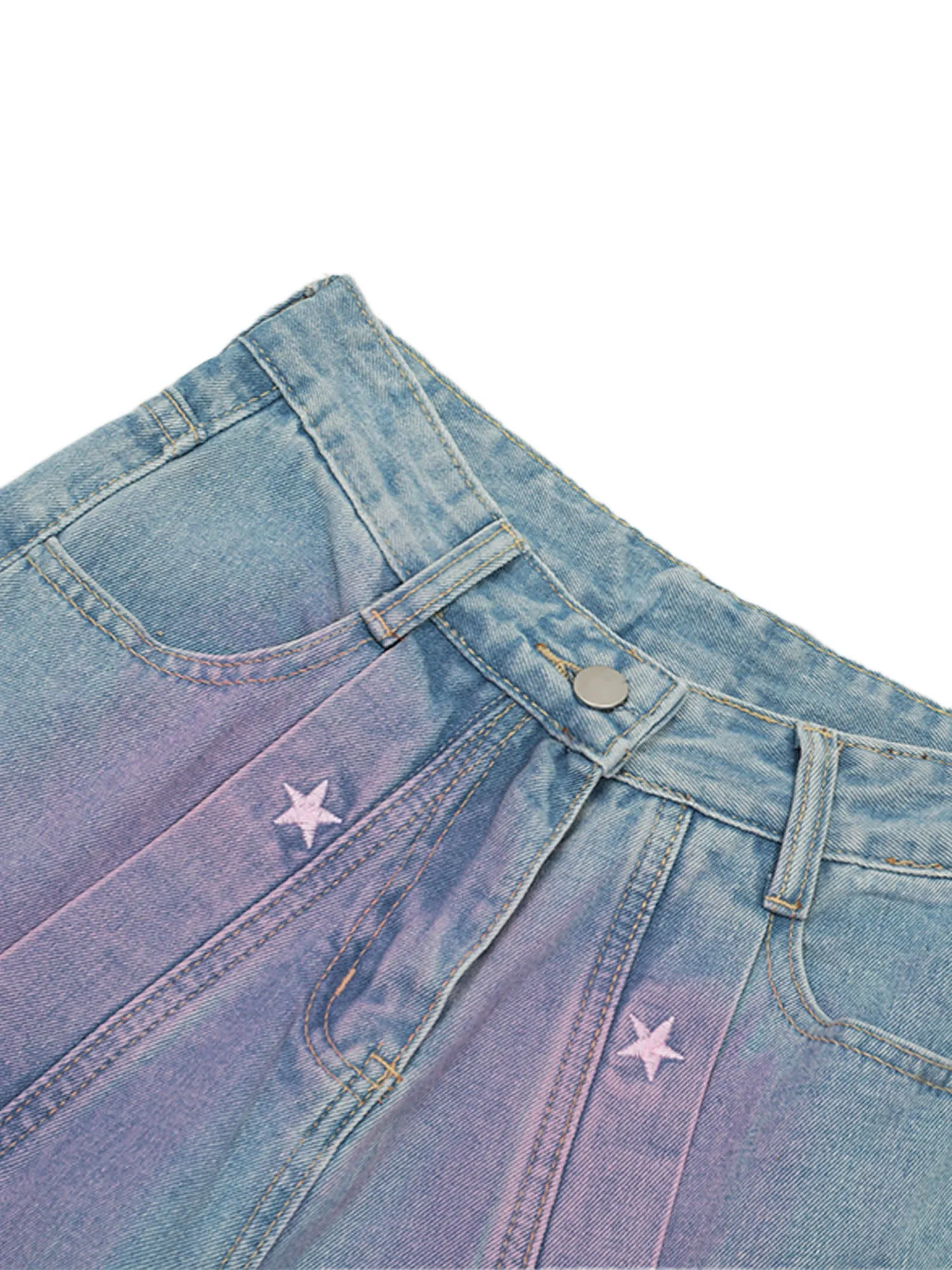 Thesupermade American Retro Spray-painted Star Embroidered Jeans sold by Thesupermade product image thumbnail 2
