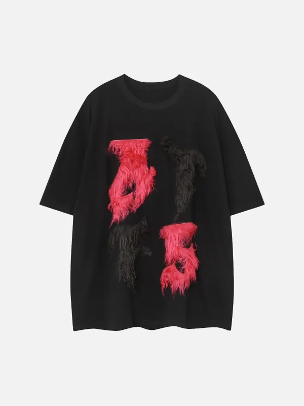 Thesupermade American Street Style Loose Embroidered T-shirt sold by Thesupermade