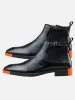 Shaped Square Toe Cowhide Elastic Chelsea Boots sold by Thesupermade