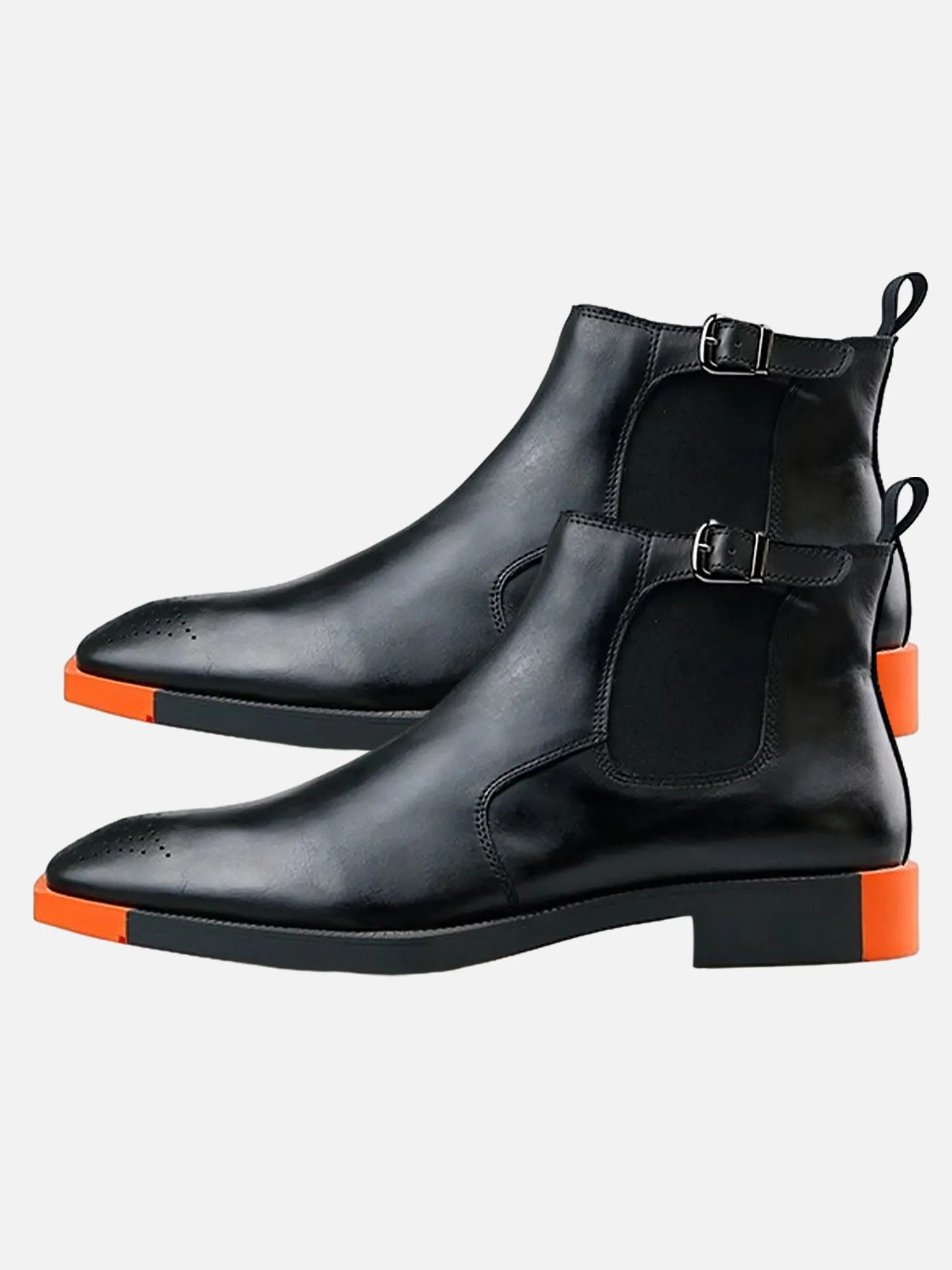 Shaped Square Toe Cowhide Elastic Chelsea Boots sold by Thesupermade product image thumbnail 2