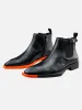 Shaped Square Toe Cowhide Elastic Chelsea Boots sold by Thesupermade