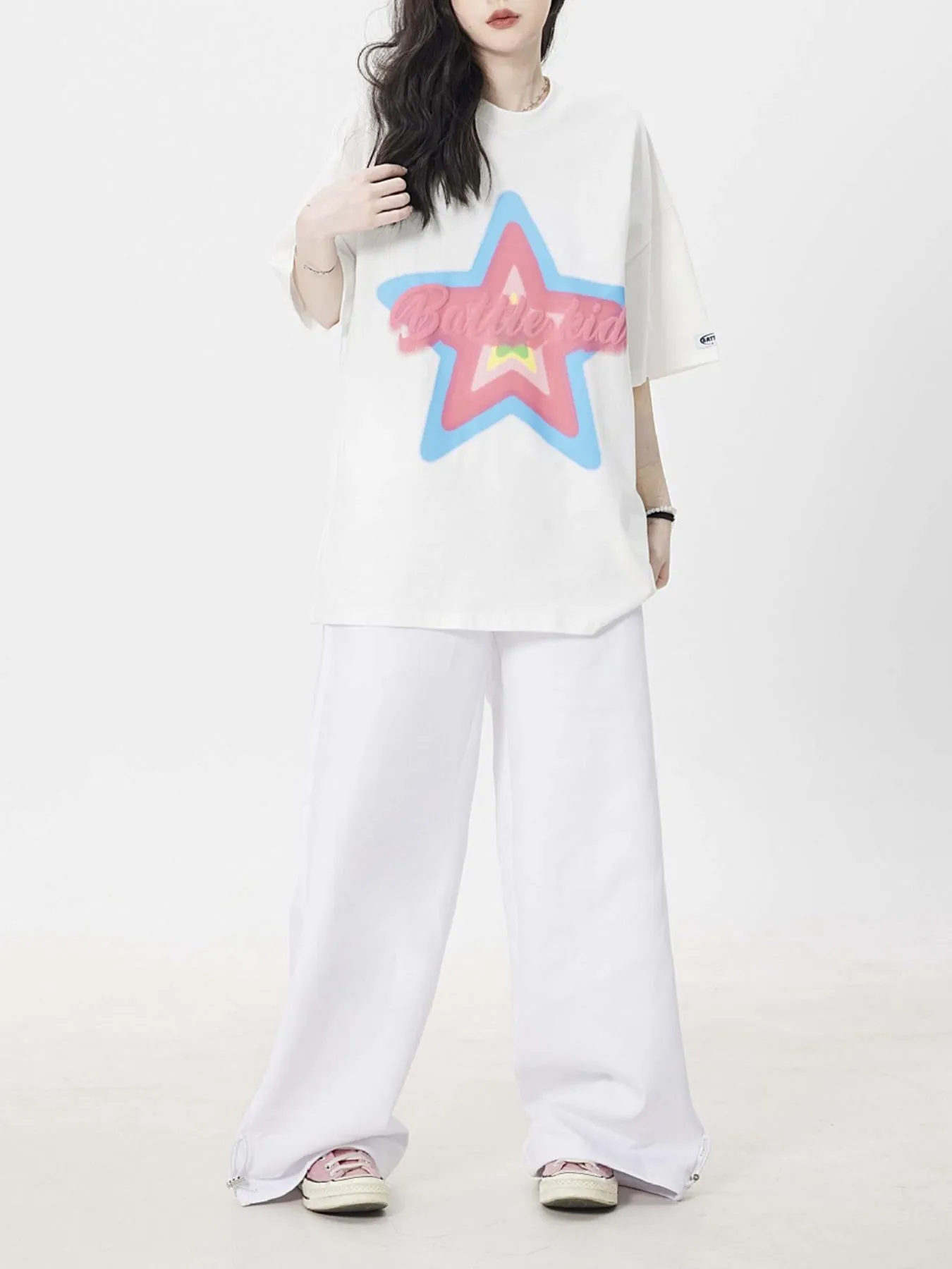 Thesupermade Star Letter Foam Print T-shirt - 1781 sold by Thesupermade product image thumbnail 2