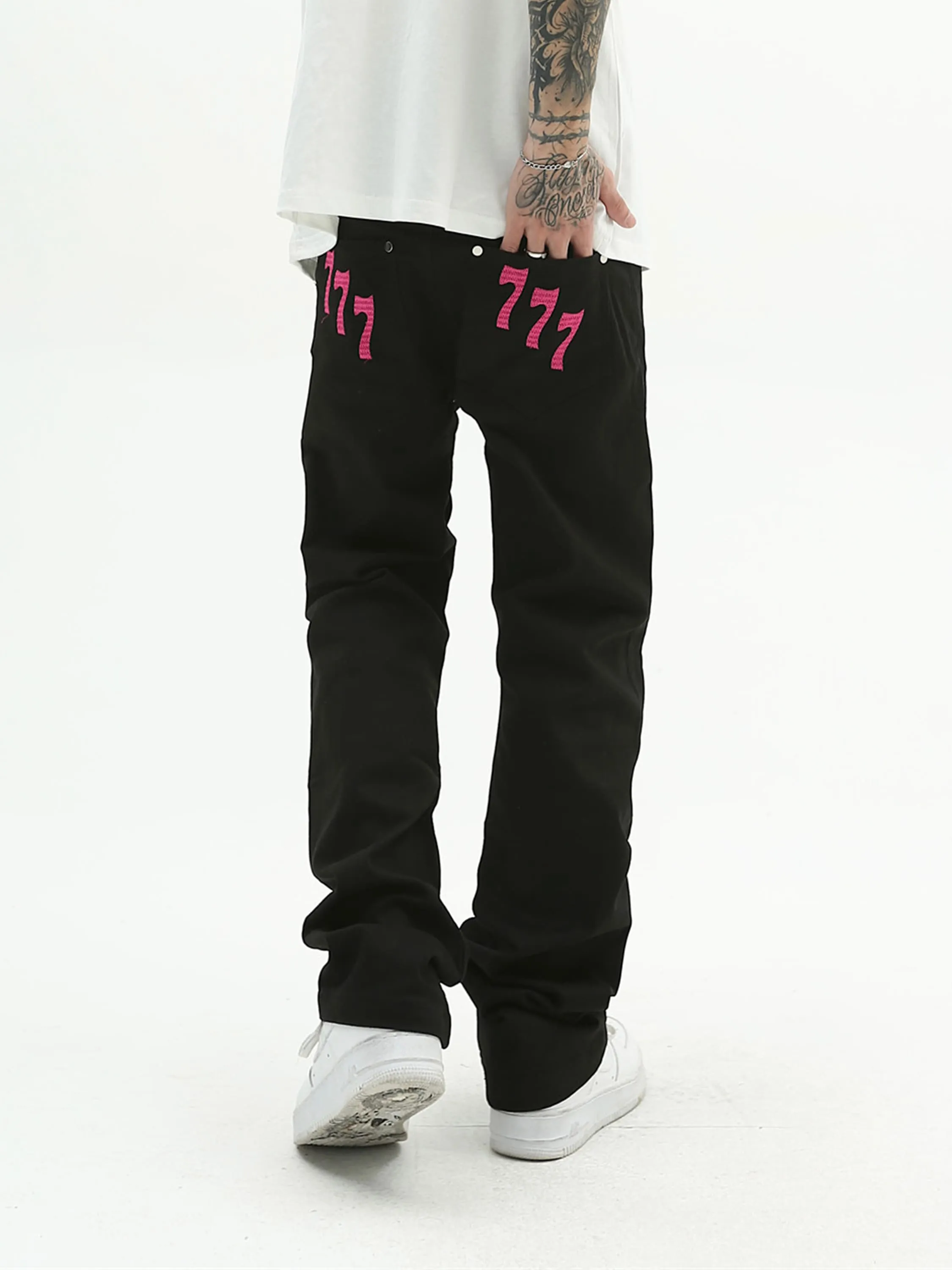 Thesupermade American High Street Digital Embroidered Jeans sold by Thesupermade product image thumbnail 4