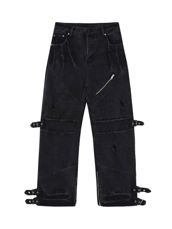 Hip-hop Retro Wash Old Punk Denim Pants-1456 sold by Thesupermade