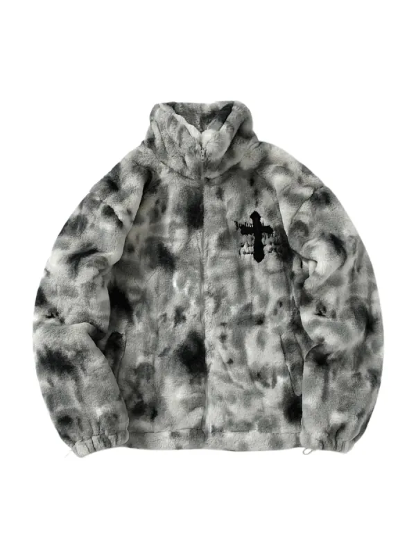 Heavy-Duty Faux Lambswool Tie-Dye Urban Jacket - 1558 sold by Thesupermade