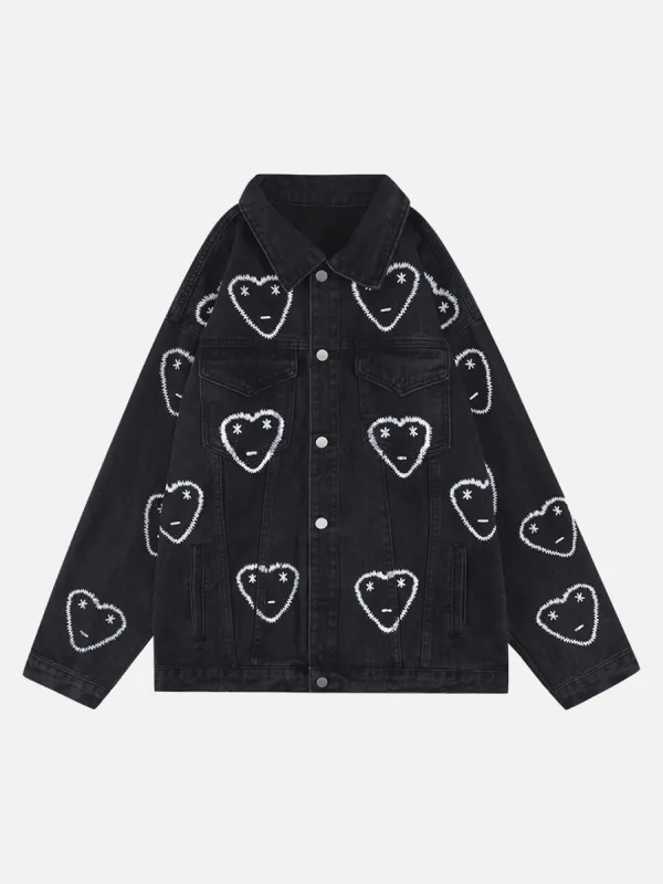 Thesupermade High Street Love Full Print Denim Loose Jacket sold by Thesupermade
