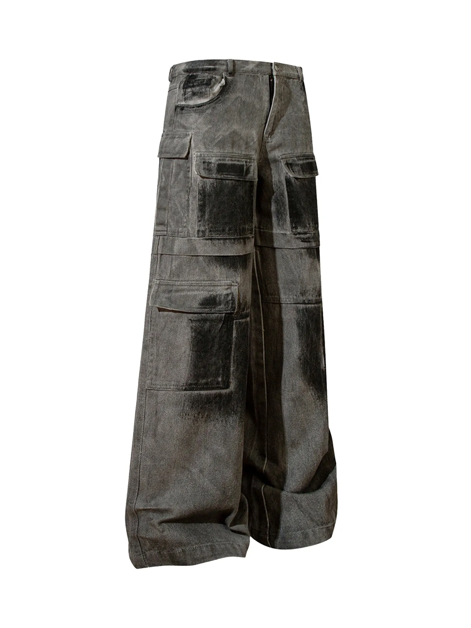 Heavy-duty Spray-painted Distressed Denim Overalls - 2106 sold by Thesupermade