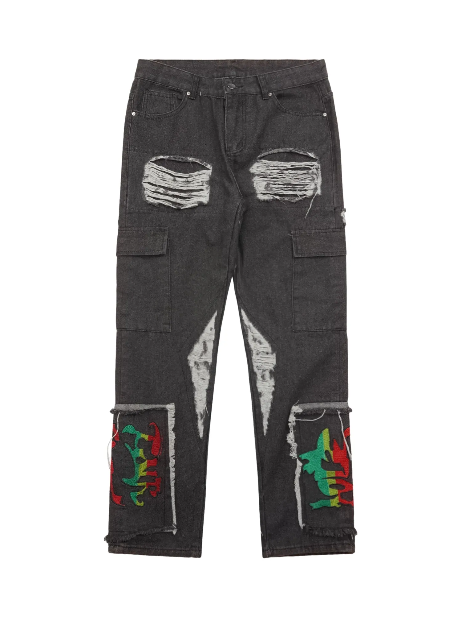 Thesupermade Destruction Brushed Hip Hop Embroidered Jeans sold by Thesupermade