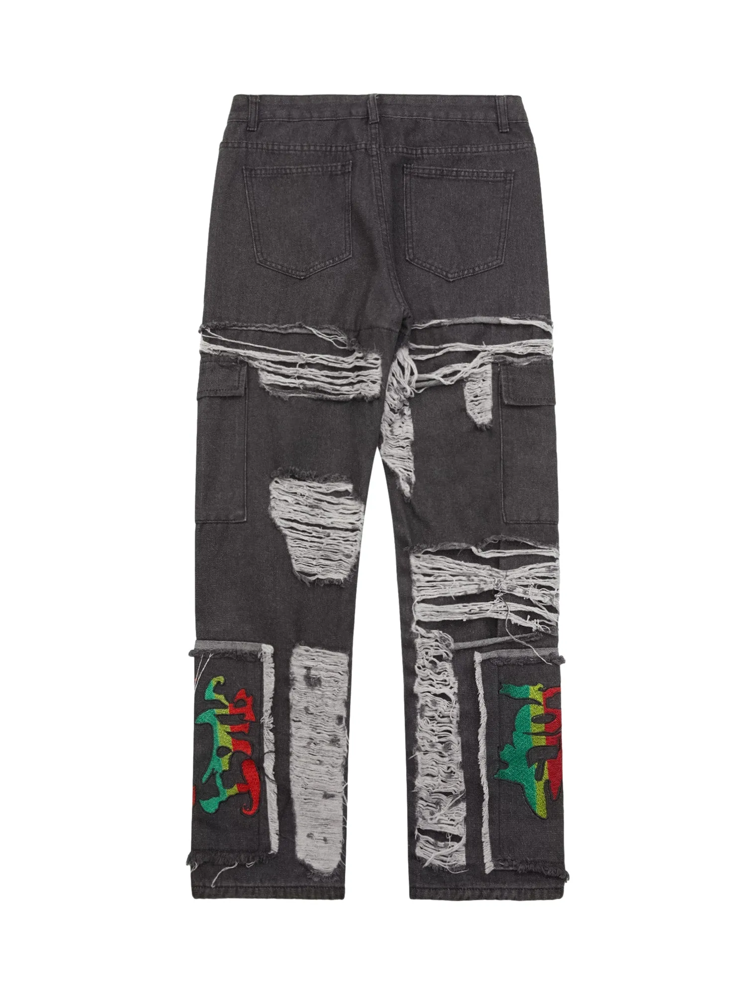 Thesupermade Destruction Brushed Hip Hop Embroidered Jeans sold by Thesupermade product image thumbnail 2