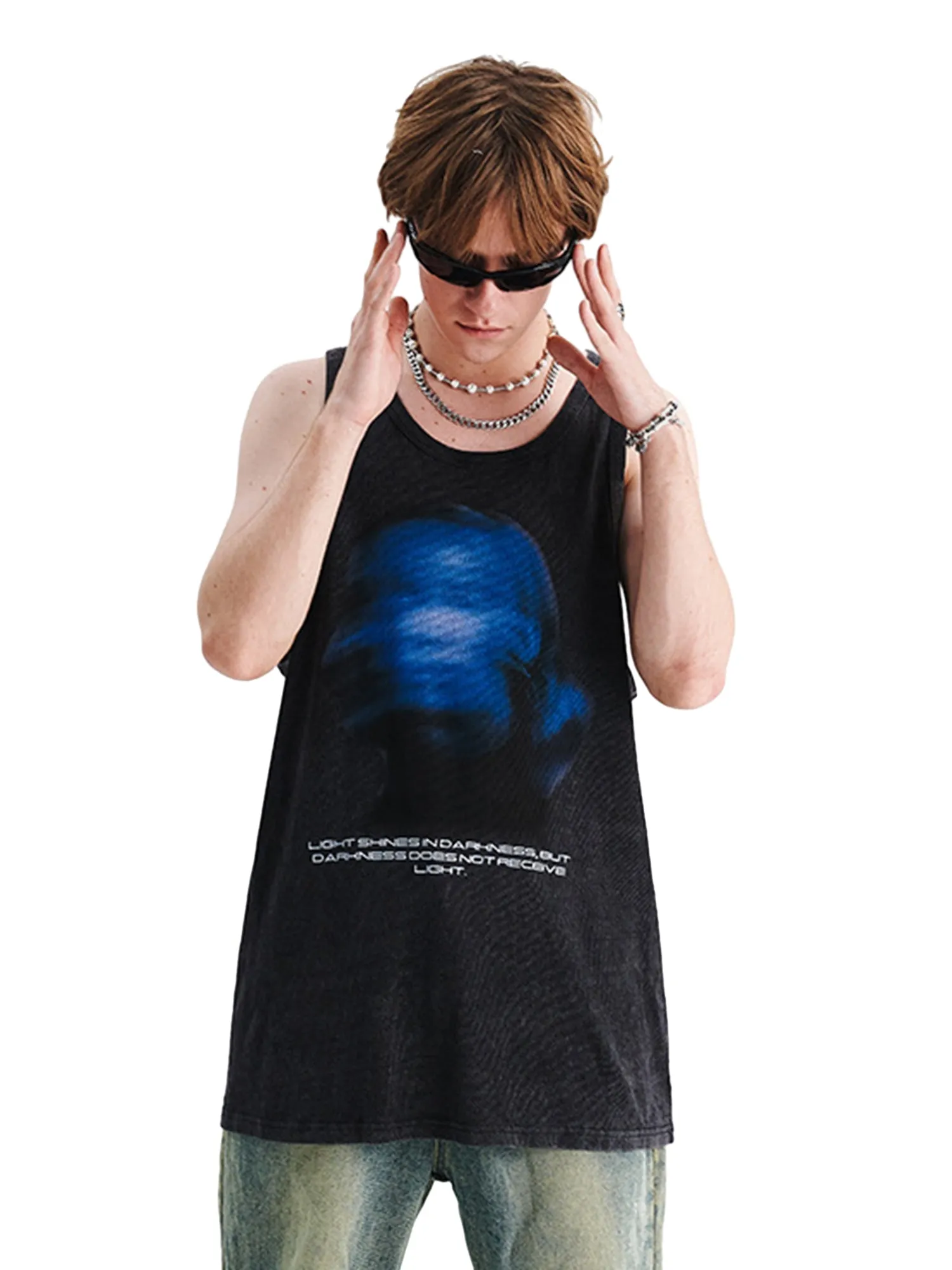 Thesupermade Washed Distressed Blurred Silhouette Print Vests sold by Thesupermade product image thumbnail 4