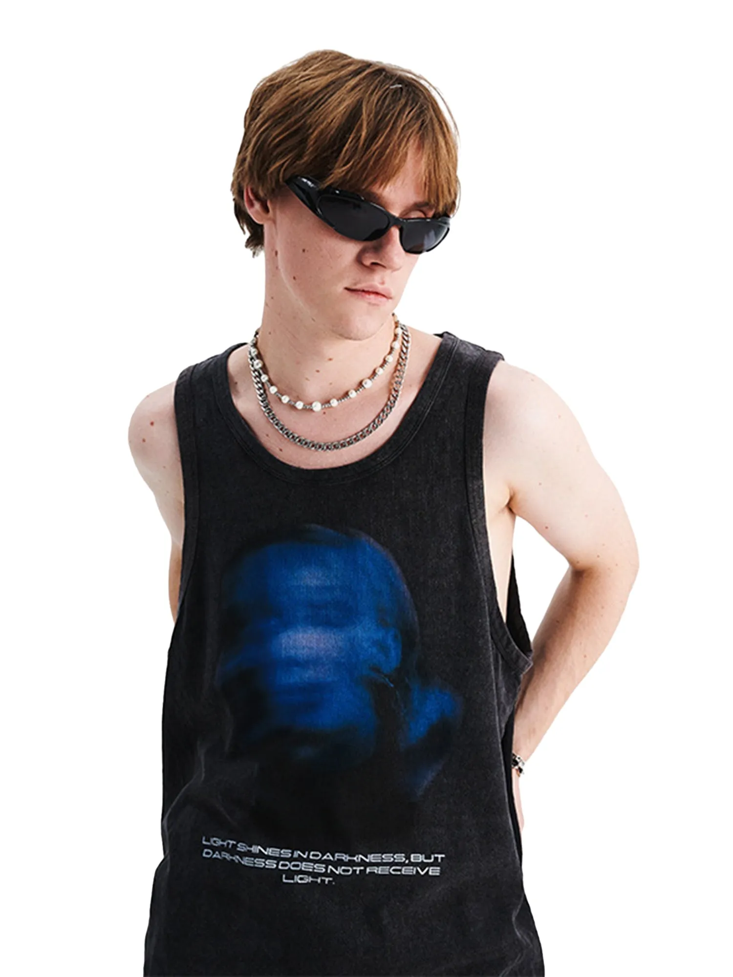 Thesupermade Washed Distressed Blurred Silhouette Print Vests sold by Thesupermade product image thumbnail 3