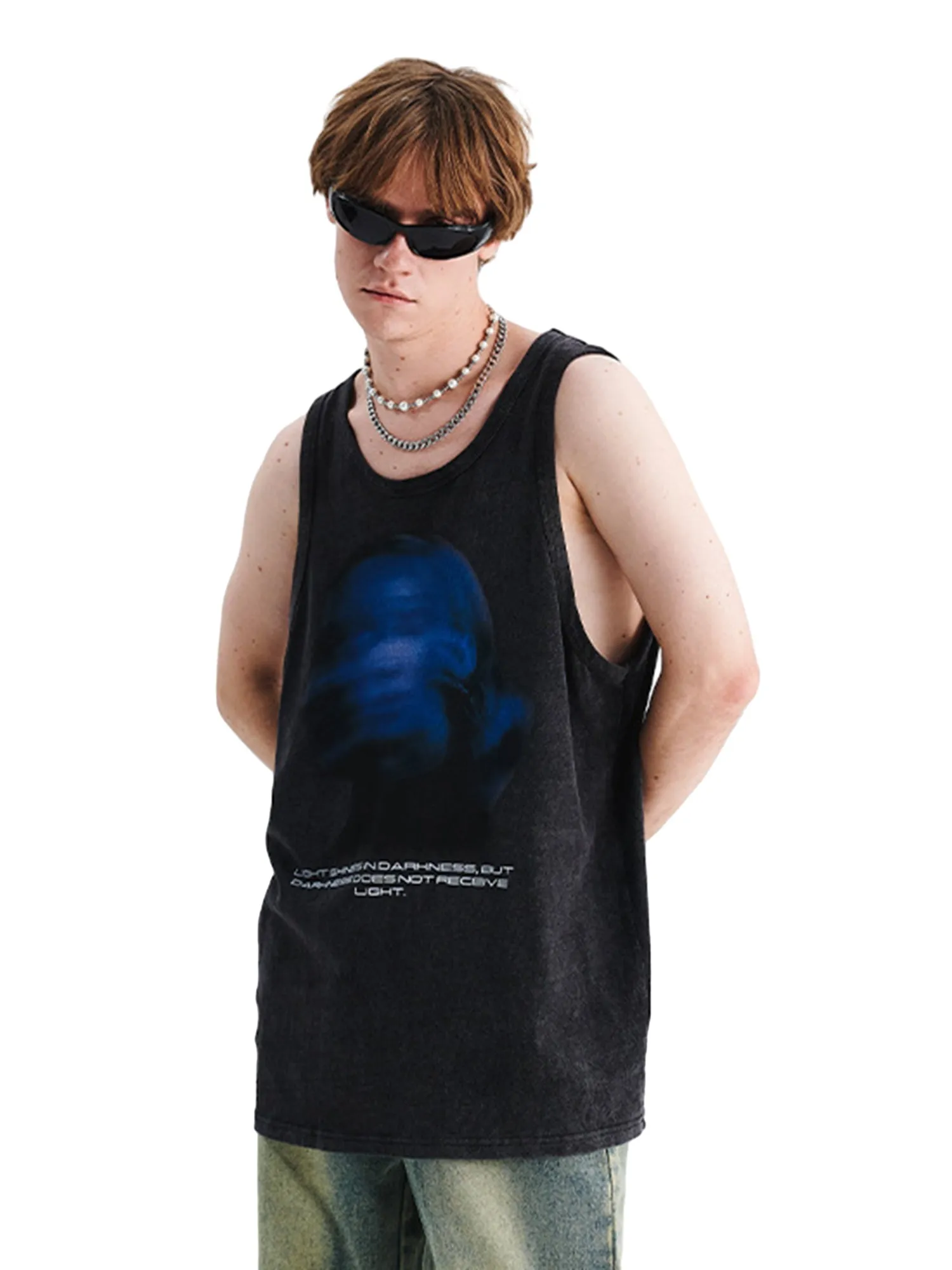 Thesupermade Washed Distressed Blurred Silhouette Print Vests sold by Thesupermade product image thumbnail 5