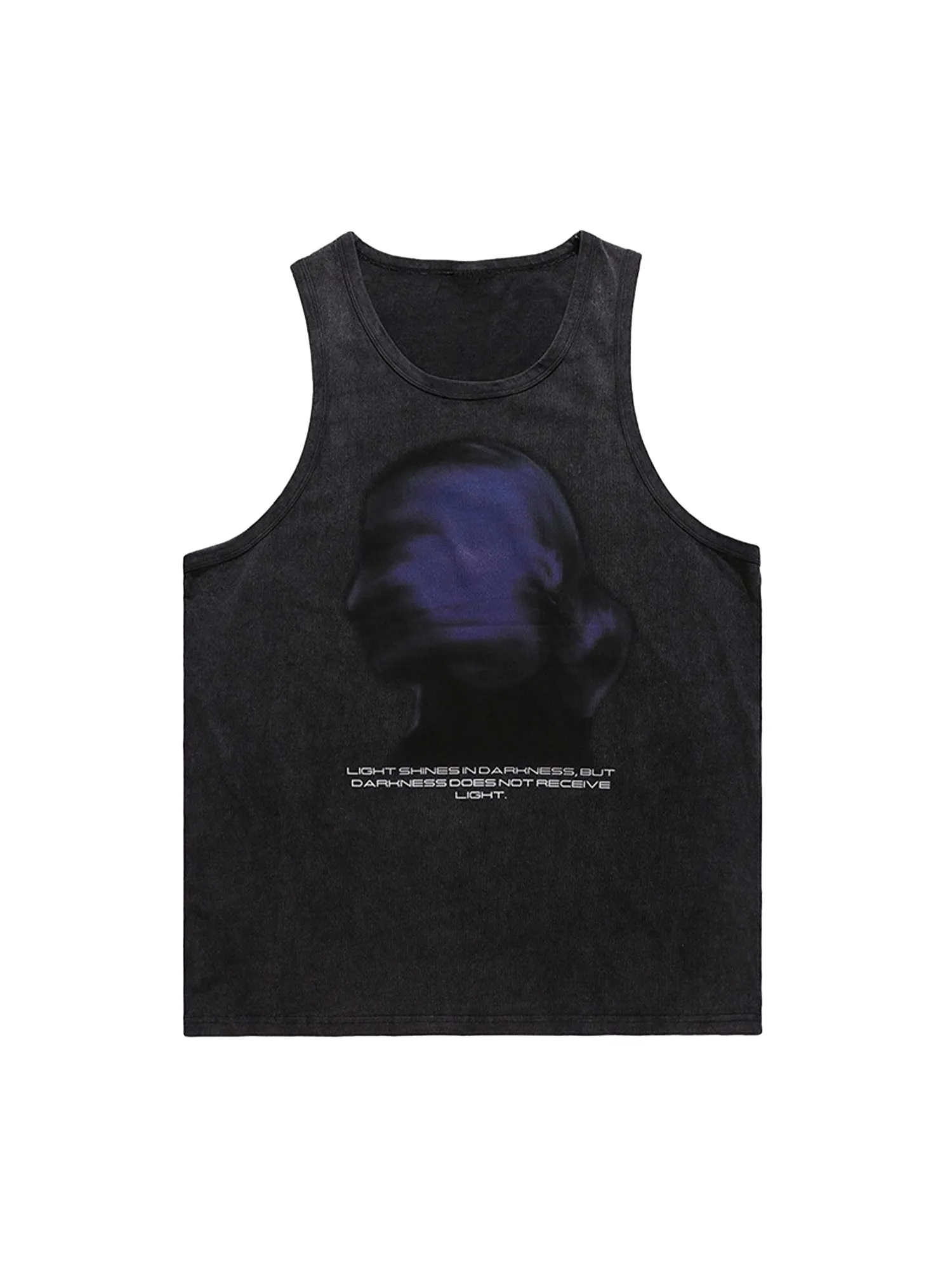 Thesupermade Washed Distressed Blurred Silhouette Print Vests sold by Thesupermade