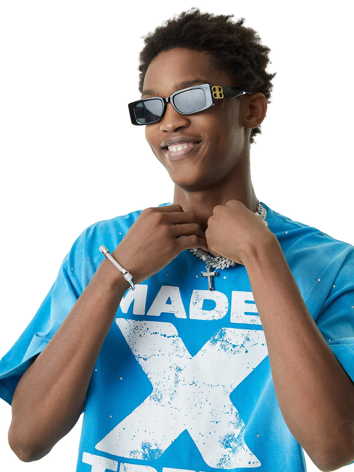Thesupermade Retro Crystal Letter T-shirt sold by Thesupermade product image thumbnail 2