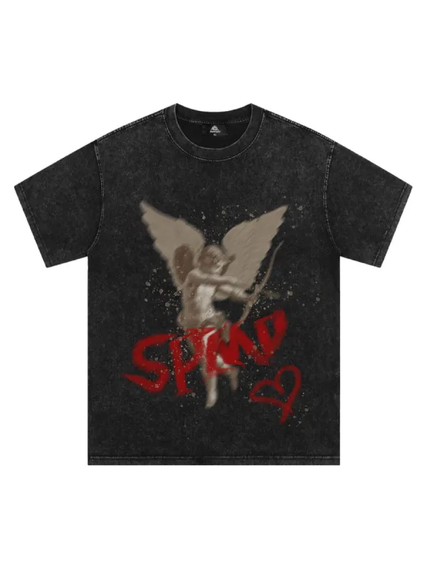 Thesupermade Washed Angel Print T-shirt sold by Thesupermade