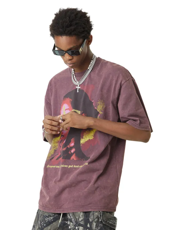 Thesupermade Retro Creative Portrait Painting Street Rap T-shirt - 2049 sold by Thesupermade