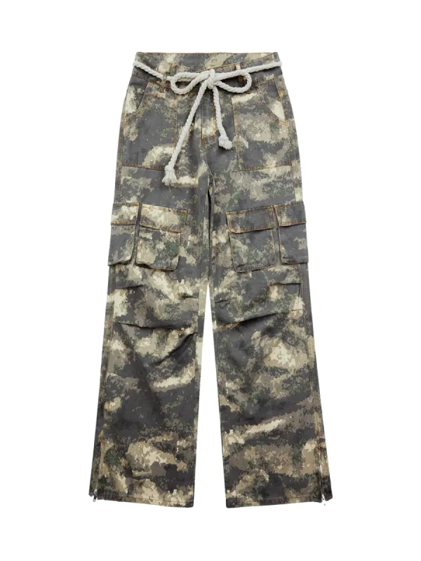 Thesupermade Camo Baggy Wide Leg Pockets Cargo Pants - 2019 sold by Thesupermade