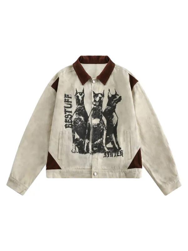 Thesupermade Retro Washed Distressed Graffiti Patchwork Jacket - 1986 sold by Thesupermade