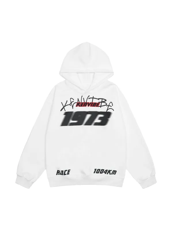 Thesupermade Fuzzy Print Racing Hoodie sold by Thesupermade