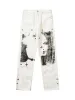 The Supermade Graffiti Print White Straight Jeans -1184 sold by Thesupermade