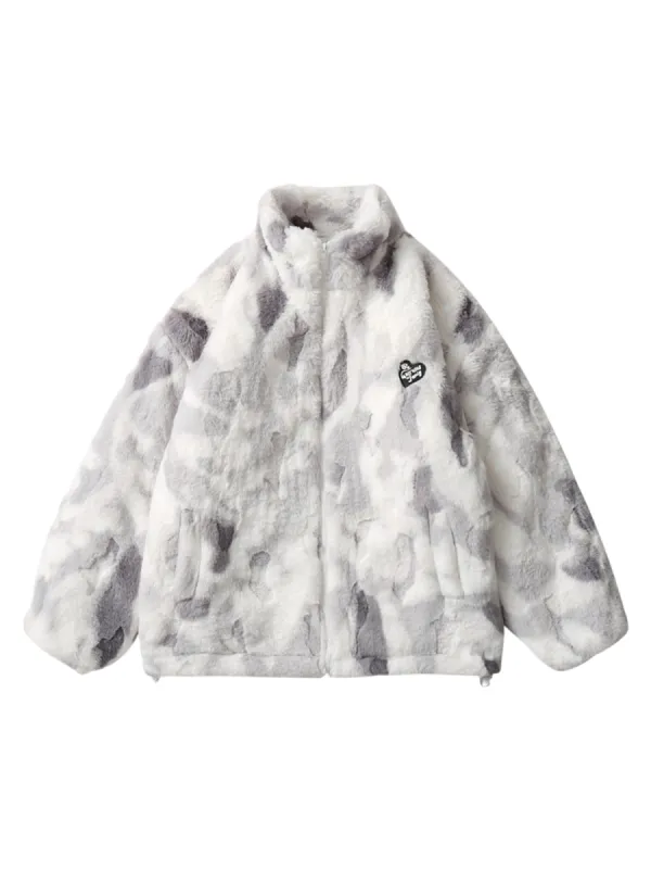 Thesupermade Tie-dye Stand-up Collar Sherpa Jacket - 2002 sold by Thesupermade
