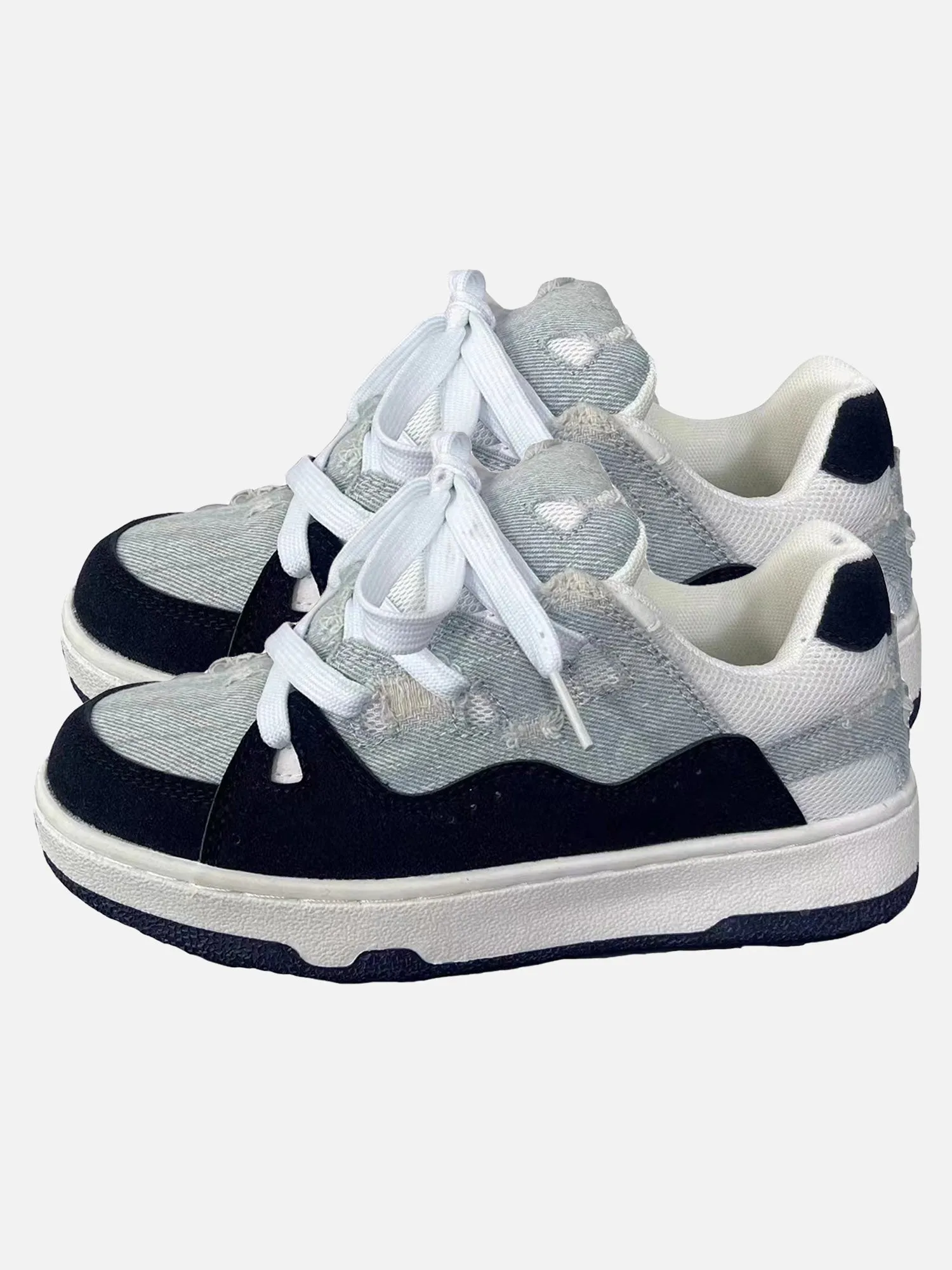 Washed Denim Ripped Distressed Bread Sneakers sold by Thesupermade