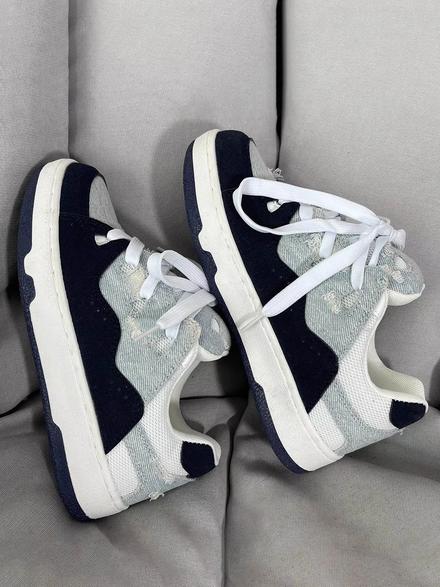 Washed Denim Ripped Distressed Bread Sneakers sold by Thesupermade product image thumbnail 5