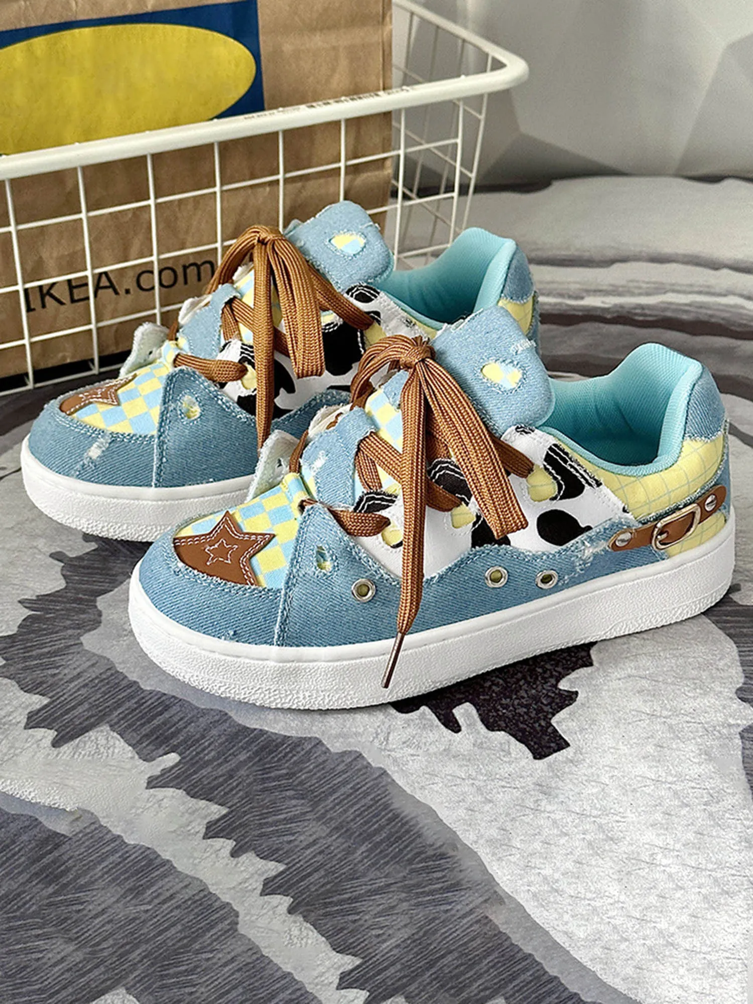 Washed Denim Ripped Distressed Bread Sneakers sold by Thesupermade product image thumbnail 3