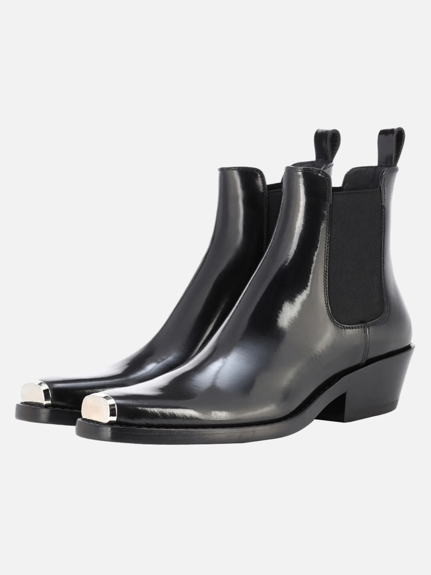 Trendy Square Toe Iron Toe Shiny British Chelsea Boots sold by Thesupermade