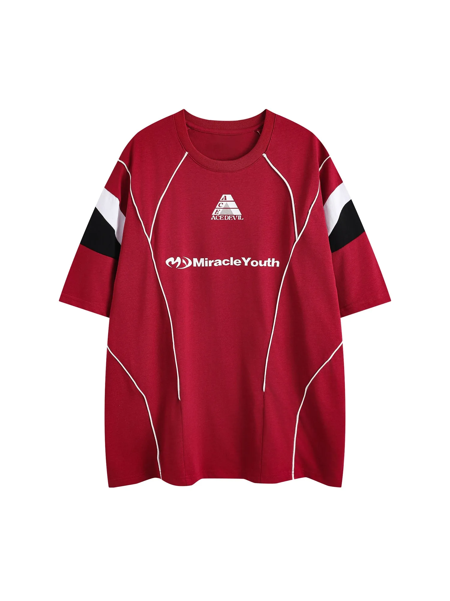 Thesupermade American Retro Patchwork Print T-shirt sold by Thesupermade